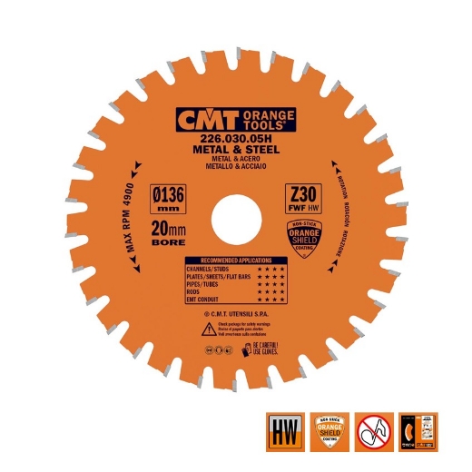Afbeeldingen van CMT Multi-cirkelzaagblad voor metalen & sandwich panelen 136x20x1.5mm Z30 HW - 226.030.05H