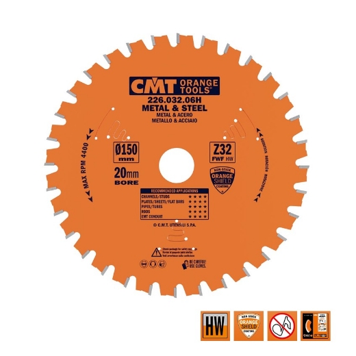Afbeeldingen van CMT Multi-cirkelzaagblad voor metalen & sandwich panelen 150x20x1.6mm Z32 HW - 226.032.06H