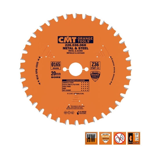 Afbeeldingen van CMT Multi-cirkelzaagblad voor metalen & sandwich panelen 165x20x1.5mm Z36 HW - 226.036.06H
