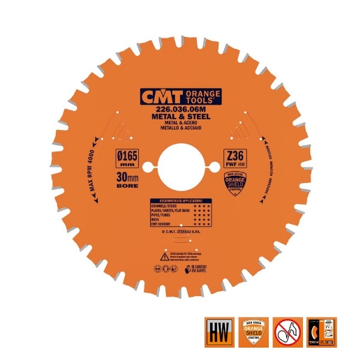 Afbeeldingen van CMT Multi-cirkelzaagblad voor metalen & sandwich panelen 165x30x1.5mm Z36 HW - 226.036.06M