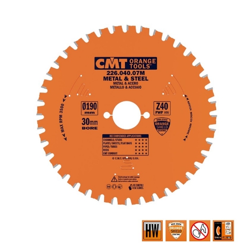 Afbeeldingen van CMT Multi-cirkelzaagblad voor metalen & sandwich panelen 190x30x2mm Z40 HW - 226.040.07M