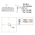 Afbeeldingen van CMT Multi-cirkelzaagblad voor metalen & sandwich panelen 136x10x1.5mm Z30 HW - 226.030.05