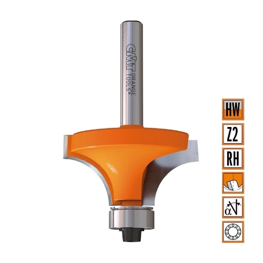 Afbeeldingen van CMT Holle radiusfrees zonder opstaande kant D=15.9x12.7mm R=1.6 L=54mm S=6mm Z2 HW - 738.160.11