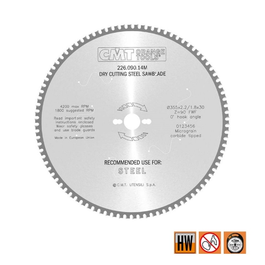 Afbeeldingen van CMT Multi-cirkelzaagblad voor metalen & sandwich panelen 355x30x2.2mm Z90 HW - 226.090.14M