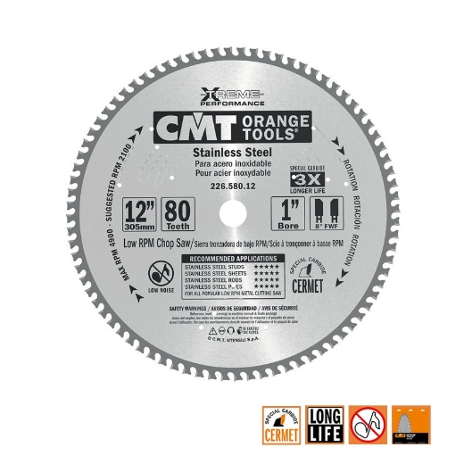 CMT Hard metaal zaagblad voor roestvast staal 305x25.4x2.2mm Z80 HW - 226.580.12