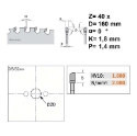 Afbeeldingen van CMT Hard metaal zaagblad voor roestvast staal 160x20x1.8mm Z40 HW - 226.540.06H