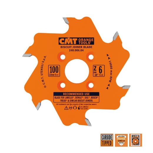 Afbeeldingen van CMT Lamellen groefzaag voor spaanplaat & MDF 100x22x3.96mm Z6 HW - 240.006.04