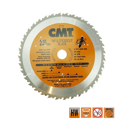 CMT Dunne schulp-en afkortzaag voor massief hout & multiplex 235x25x2.4mm Z36 HW - 271.235.36L