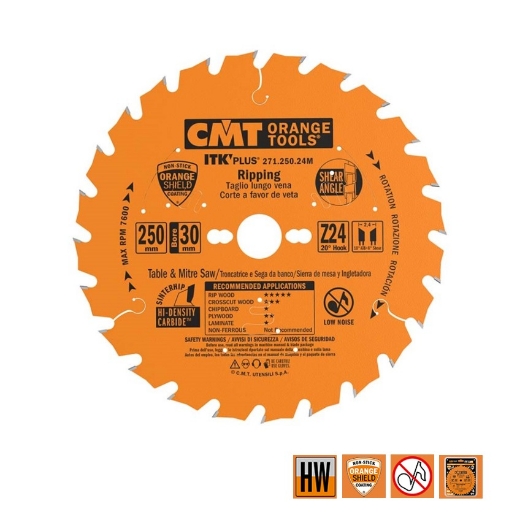 Afbeeldingen van CMT Dunne schulp-en afkortzaag voor massief hout & multiplex 250x30x2.4mm Z24 HW - 271.250.24M