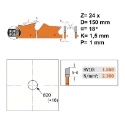 Afbeeldingen van CMT Dunne schulp-en afkortzaag voor massief hout & multiplex 150x20(+16)x1.5mm Z24 HW - 271.150.24H