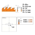 Afbeeldingen van CMT Dunne schulp-en afkortzaag voor massief hout & multiplex 210x30(+25)x1.8mm Z36 HW - 271.210.36M