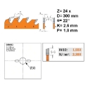 Afbeeldingen van CMT Dunne schulp-en afkortzaag voor massief hout & multiplex 300x30x2.6mm Z24 HW - 271.300.24M
