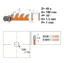 Afbeeldingen van CMT Dun universeel zaagblad voor massief hout & multiplex 150x20(+16)x1.5mm Z40 HW - 272.150.40H