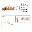 Afbeeldingen van CMT Dun universeel zaagblad voor massief hout & multiplex 184x30x1.7mm Z40 HW - 272.184.40M