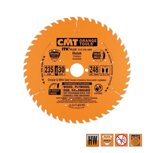 Afbeeldingen van CMT Dun universeel zaagblad voor massief hout & multiplex 235x30(+25)x2.4mm Z48 HW - 272.235.48M