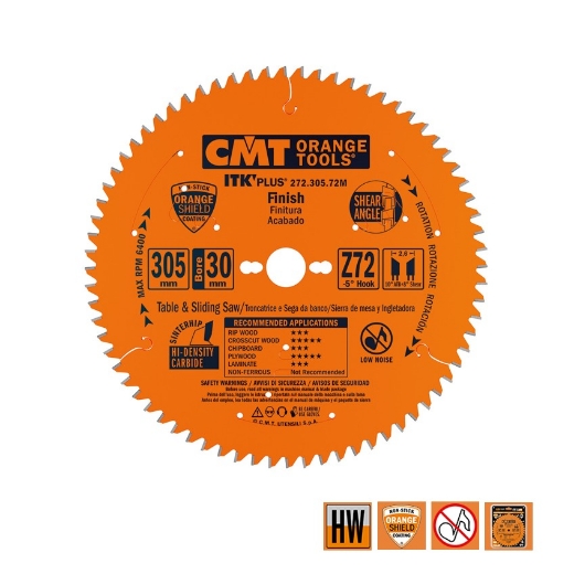 Afbeeldingen van CMT Dun universeel zaagblad voor massief hout & multiplex 305x30x2.6mm Z72 HW - 272.305.72M