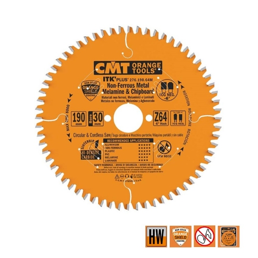 Afbeeldingen van CMT Dun zaagblad voor non-ferro metalen en composiet 190x30(+20 +16)x1.8mm Z64 HW - 276.190.64M