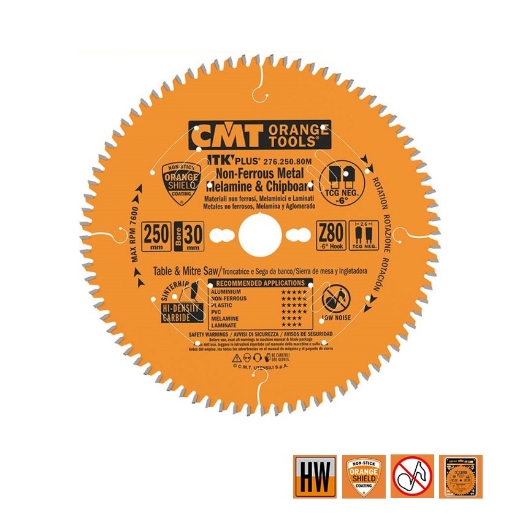 Afbeeldingen van CMT Dun zaagblad voor non-ferro metalen en composiet 250x30x2.6mm Z80 HW - 276.250.80M