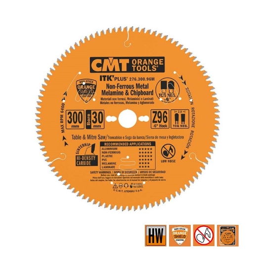 Afbeeldingen van CMT Dun zaagblad voor non-ferro metalen en composiet 300x30x2.8mm Z96 HW - 276.300.96M
