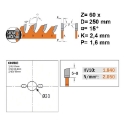 Afbeeldingen van CMT Dun universeel zaagblad voor massief hout & multiplex 250x30x2.4mm Z60 HW - 272.250.60M