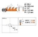 Afbeeldingen van CMT Dunne fijne afkortzaag voor massief hout en beplakte plaat 160x20(+16)x1.8mm Z56 HW - 273.160.56H