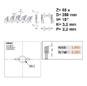 Afbeeldingen van CMT Superfijne afkortzaag voor massief hout & kunststof 250x30x3.2mm Z80 HW - 274.080.10M