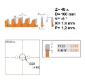 CMT Dun zaagblad voor non-ferro metalen en composiet 160x20(+16)x1.8mm Z48 HW - 276.160.48H