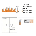 CMT Dun zaagblad voor non-ferro metalen en composiet 190x30(+20 +16)x1.8mm Z64 HW - 276.190.64M
