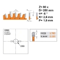 CMT Dun zaagblad voor non-ferro metalen en composiet 250x30x2.6mm Z80 HW - 276.250.80M