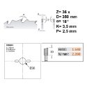 Afbeeldingen van CMT Schulp-en meerbladzaag voor massief hout 350x30x3.5mm Z36 HW - 278.036.14M