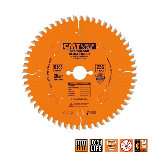 Afbeeldingen van CMT Zaagblad voor HPL & kunststof 165x20x2.2mm Z56 HW - 281.166.56H