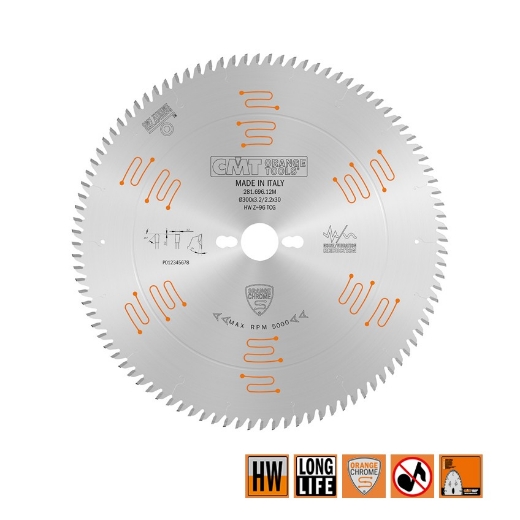 Afbeeldingen van CMT Geluidsarme zaag met chroom-coating voor HPL & kunststof 300x30x3.2mm Z96 HW - 281.696.12M