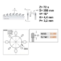 Afbeeldingen van CMT Opdeelcirkelzaagblad voor MDF, HDF, HPL & Volkern 350x80x4.4mm Z72 HW - 282.072.14W