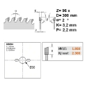 Afbeeldingen van CMT Hardmetalen zaagblad voor fijne afwerking, voor melamine & dunne houtsoorten 300x30x3.2mm Z96 HW - 283.096.12M