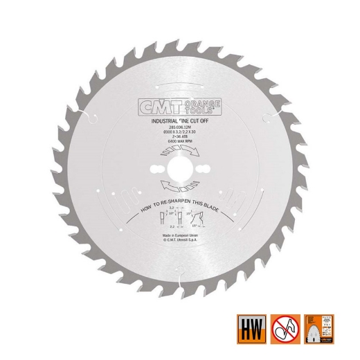Afbeeldingen van CMT Schulpzaag voor hout 300x30x3.2mm Z36 HW - 285.036.12M