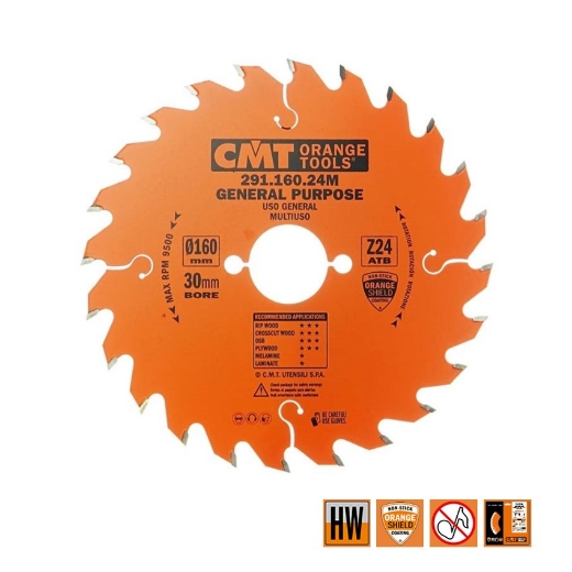 Afbeeldingen van CMT Universele cirkelzaag voor draagbare machines, voor massief hout & multiplex 160x30x2.2mm Z24 HW - 291.160.24M