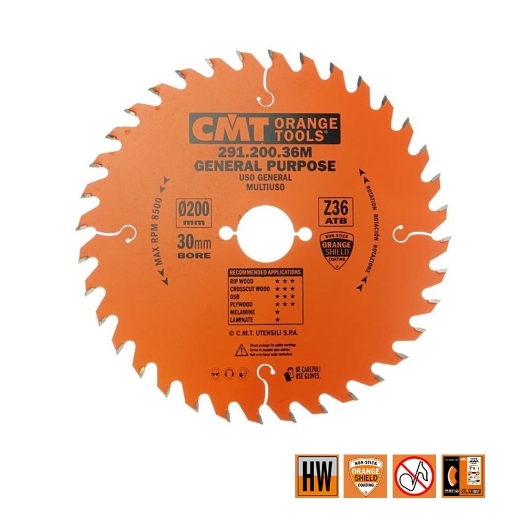 Afbeeldingen van CMT Universele cirkelzaag voor draagbare machines, voor massief hout & multiplex 200x30x2.8mm Z36 HW - 291.200.36M