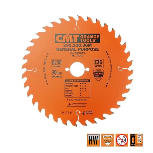 Afbeeldingen van CMT Universele cirkelzaag voor draagbare machines, voor massief hout & multiplex 230x30x2.8mm Z36 HW - 291.230.36M