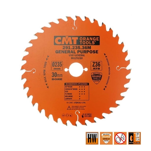 Afbeeldingen van CMT Universele cirkelzaag voor draagbare machines, voor massief hout & multiplex 235x30x2.8mm Z36 HW - 291.235.36M
