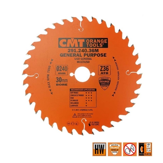 Afbeeldingen van CMT Universele cirkelzaag voor draagbare machines, voor massief hout & multiplex 240x30x2.8mm Z36 HW - 291.240.36M