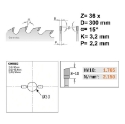 Afbeeldingen van CMT Schulpzaag voor hout 300x30x3.2mm Z36 HW - 285.036.12M