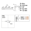 Afbeeldingen van CMT Afkortzaag voor massief hout 315x30x3.2mm Z54 HW - 294.054.12M