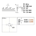 Afbeeldingen van CMT Universele cirkelzaag voor draagbare machines, voor massief hout & multiplex 165x20x2.2mm Z24 HW - 291.165.24H