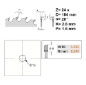 Afbeeldingen van CMT Universele cirkelzaag voor draagbare machines, voor massief hout & multiplex 184x16x2.6mm Z24 HW - 291.184.24E