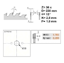 Afbeeldingen van CMT Universele cirkelzaag voor draagbare machines, voor massief hout & multiplex 230x30x2.8mm Z36 HW - 291.230.36M