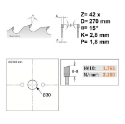 Afbeeldingen van CMT Universele cirkelzaag voor schulpen en afkorten voor massief hout & multiplex 270x30x2.8mm Z42 HW - 291.270.42M