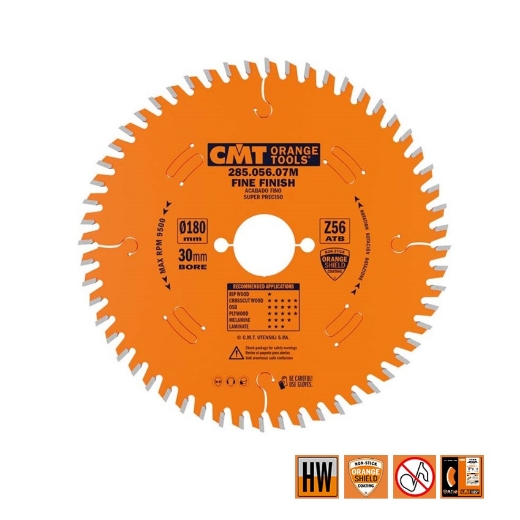 Afbeeldingen van CMT Zaagblad voor fijne afwerking, voor massief hout 180x30x3.2mm Z56 HW - 285.056.07M
