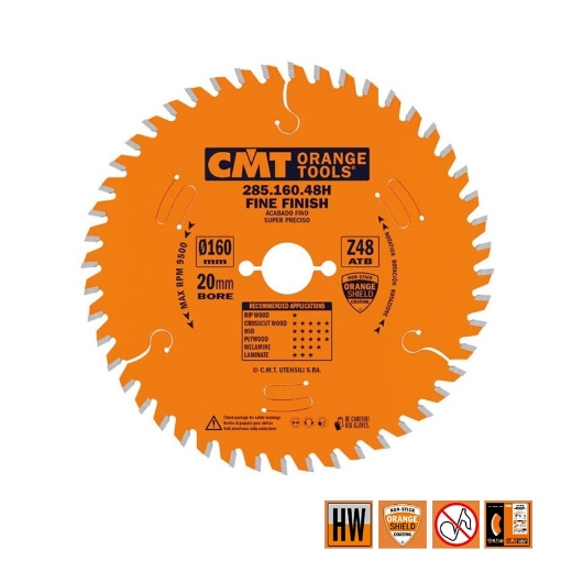 Afbeeldingen van CMT HW afkortzaag voor draagbare machines, voor massief hout 160x20x2.2mm Z48 HW - 285.160.48H