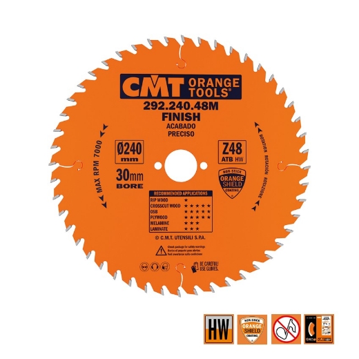 CMT Afkortcirkelzaag voor draagbare machines, voor massief hout 240x30x2.8mm Z48 HW - 292.240.48M