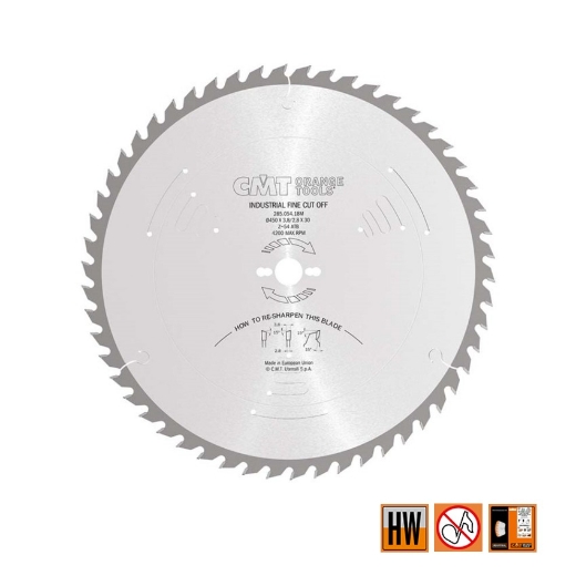 Afbeeldingen van CMT Afkortzaag voor massief hout 450x30x3.8mm Z54 HW - 285.054.18M